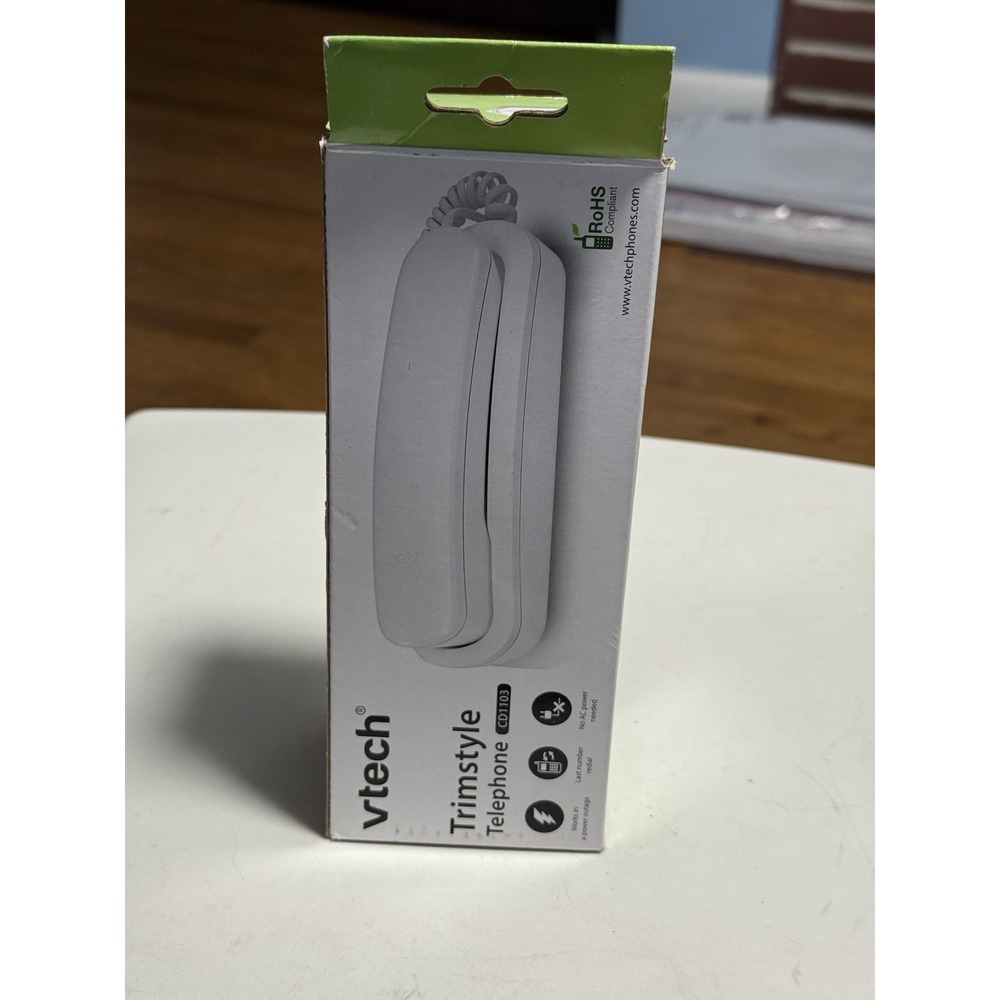 VTech Corded Phone CD1103W, 1 Handset TRIM-STYLE FLASH WHITE